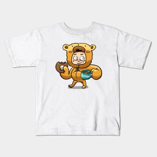 Beary Tired Bear Needs His Coffee Kids T-Shirt